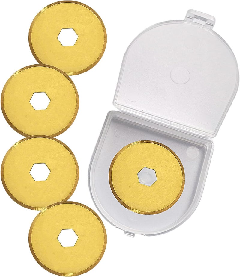 KAMSANG Rotary Cutter Blades 18mm, Replacement Blades Fits Fiskars,OLFA,Martelli,Dremel,Truecut,DAFA,Fabric Cutting Blades Refill for Quilting Scrapbooking Sewing Arts &Crafts, SKS-7, Titanium Coated, 5-Pack - Image 1